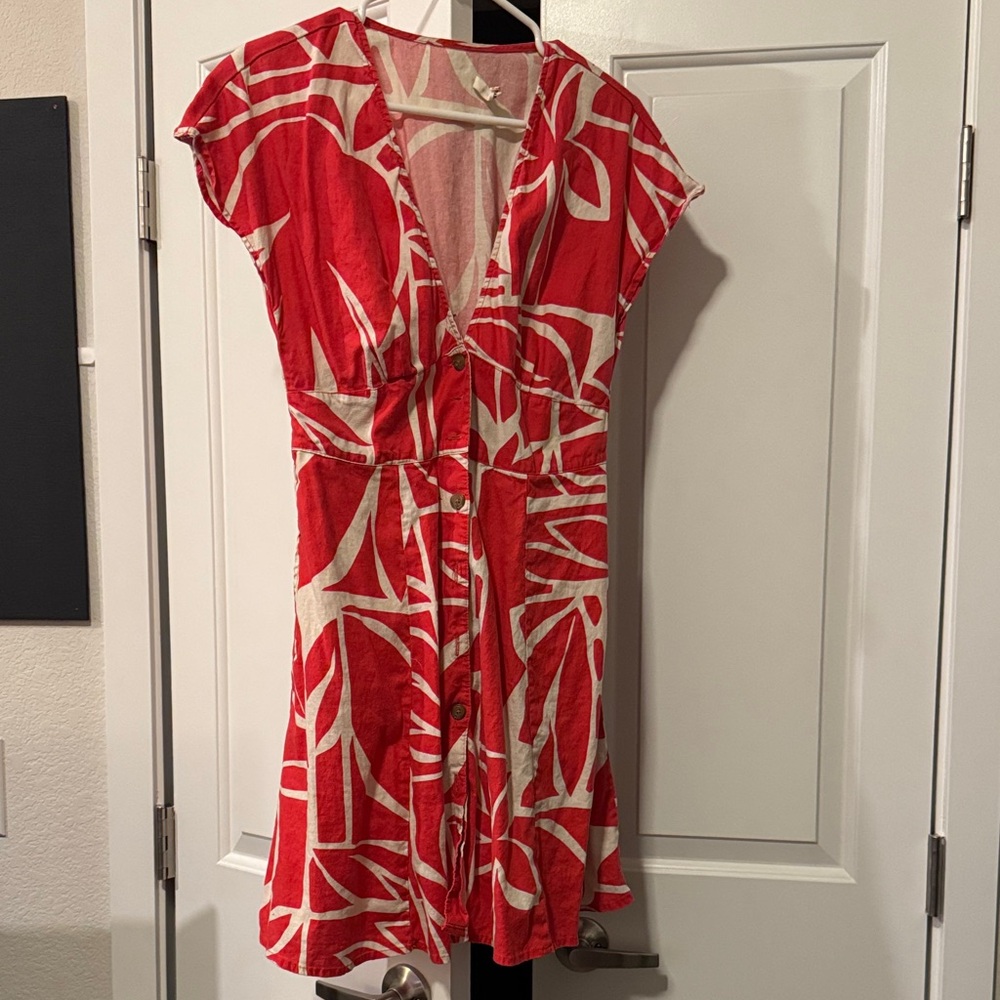 Marine Layer Red and White Abstract Mini Dress
